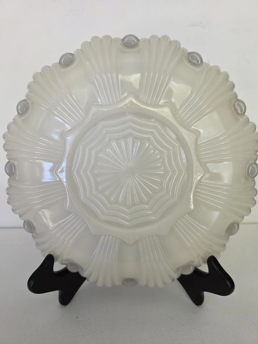 Anchor Hocking White Milk Glass Deviled Egg Platter with Gold Trim